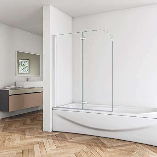 Huiyang 1200x1400mm Hinged 2 Glass Over Bath Shower Door Panel Folding Screen Reversible Nano