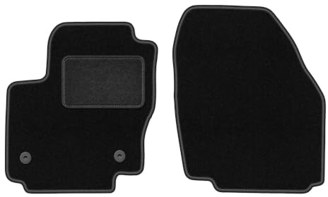Velours-Fußmatten vorne passend für Ford Mondeo MK4 2012-2014, Schwarz, LUX | passend für Liftback/Limousine/Kombi; Velours-Teppich (Polypropylen), ca. 6,5 mm; rutschfest, runde Befestigungen (Typ FC)