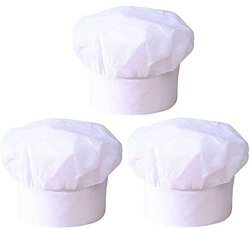 Carnavalife Juego de 3 Gorros Cocineros para Disfraz, Gorro Chef Camarero para Adultos, Disfraces de Uniformes de Trabajo