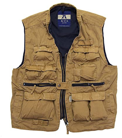 KAKADU Robuste Outdoor Angler Jagd Freizeit Weste aus Baumwolle- ärmellos mit vielen Taschen für Herren Damen bis 5XL