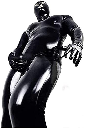 SMGZC Herren Glänzender Lackleder Catsuit Ganzkörper Herren Design Sexy Latex Enger Reißverschluss Overall Gummikleidung mit Schrittreißverschluss (XL)