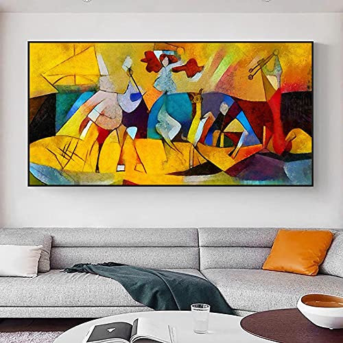 ZHMANLUCK Célèbre Peinture À L'huile De Picasso Oeuvres HD Impression Mur Art Grande Taille Toile Photos Pour Salon Moderne Décor À La Maison 76x183cm (30x72in) Avec Cadre