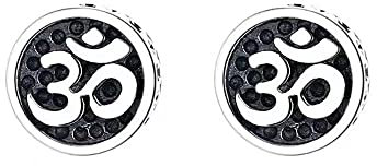 Lllunimon 925 Sterling Silber Om Ohm Aum Ohrstecker, zarte einfache tibetische Amulett Ohrringe, Glücksbringer Schmuck Geschenke für Männer Frauen