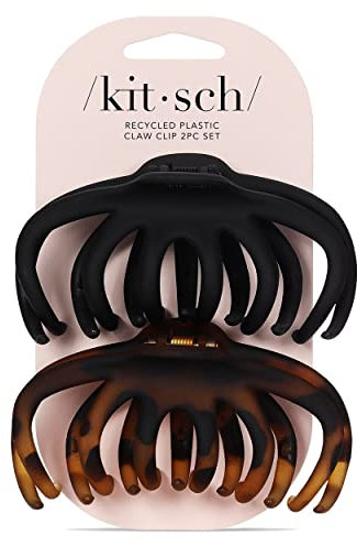 Kitsch Lot de 2 pinces à cheveux style pieuvre – Grande pince à cheveux pour cheveux épais, accessoires de cheveux pour femmes, accessoires de cheveux pour filles, pinces à cheveux pour femme, noir et
