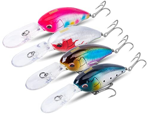 KINGDOM Big Crankbait Künstliche Hartköder, 22,1 g/6,1 cm, sinkend, schwimmend, Schleppangeln, für Barschangeln, 4 Stück
