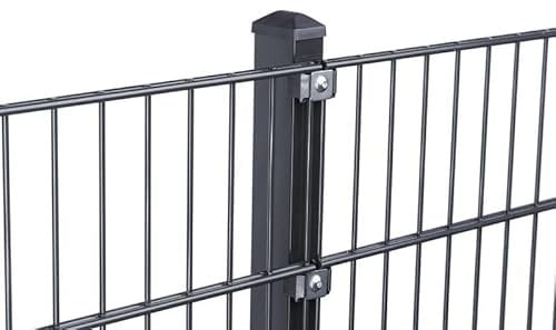 Doppelstabmattenzaun Set 868 Anthrazit| Stabmattenzaun | Mit VA Klemmhalter | Gartenzaun | Komplett Set | 83 cm-12.5