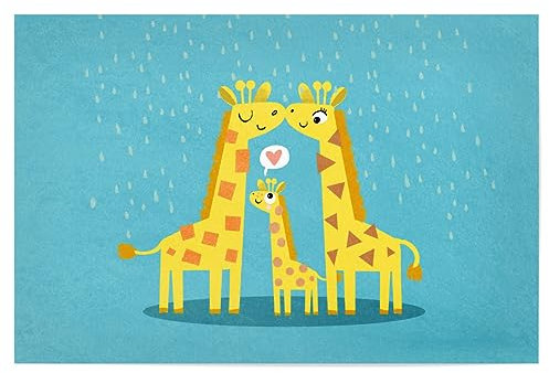 artboxONE Poster 90x60 cm Für Kinder Familie Giraffe hochwertiger Design Kunstdruck - Bild Giraffe beschützen Eltern