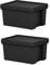 Shop4allsorts 2 x Black 16L Heavy Duty Storage Boxes Upcycled Plastic 38.5cm 29cm x 21.5cm