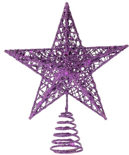 Amosfun Weihnachtsbaumstern Lila Baumspitze Stern Baumkrone 5 Spitzen Glitzernder Stern Baumkrone Weihnachtstischdekoration Für Urlaub Party Winter Zuhause Party 20 cm