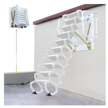 Rieort Dachboden Treppe Indoor Outdoor Klapp Leiter Last 1102lb Für Loft Leiter Dekor Haus Legierung Wand Montiert Pull Unten Dachboden Leiter