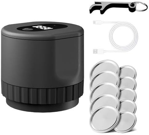 CENPEK Máquina eléctrica selladora al vacío de Alimentos para tarros Mason Máquina envasadora al vacío con Tapas de Tarro de 8 Piezas Sellador de Alimentos para tarros Kerr Mason Jar