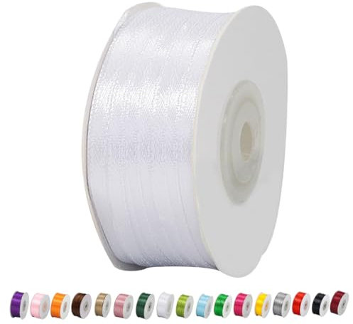 Satinband Weiß 3mm Breit Geschenkband Satin,91m Satinbänder Weiß Dick Schleifenband Dekoband Seidenband Geschenkverpackung Stoffband Geschenkbänder für Dekorieren Basteln Kleid Hochzeit Geburtstag