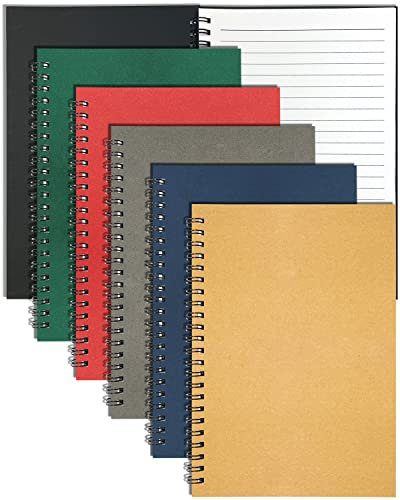 GINMLYDA 6er-Pack Spiralblock A5, Spiralbindung Notizbüch 21x14,5cm 60 Liniert Blätter Notizbuch A5 Blanko Farbe Kraft-Abdeckung Schreiben Notizblock für Schule Zuhause Projekt Notizen Büro Geschenke