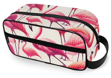 ODAWA Trousse de toilette unisexe en cuir synthétique avec motif dinosaures amusants, Flamants roses, one size
