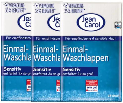 Jean Carol Einmal-Waschlappen sensitiv 28 STÜCK, 3 Er