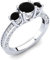 Sterling Silber 925 Schwarzer Spinell Drei Stein Ring mit rhodinierter | Hochzeits, Jubiläums Und Verlobungskollektion (50 (15.9))