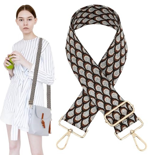 Traziewell Taschengurt für Damen Taschen Boho Verstellbar Schulterriemen 80-130cm mit Karabiner Breit Taschenhenkel Schultergurt für Taschen Umhängegurt für Handtaschen 1412