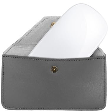 kwmobile Maus Schutzhülle kompatibel mit Apple Magic Mouse/ThinkPad Mouse/Pebble Mouse/Xiaomi Mouse Hülle - Leder Hülle für PC Mouse - Echtleder Cover für Computer Maus - Grau