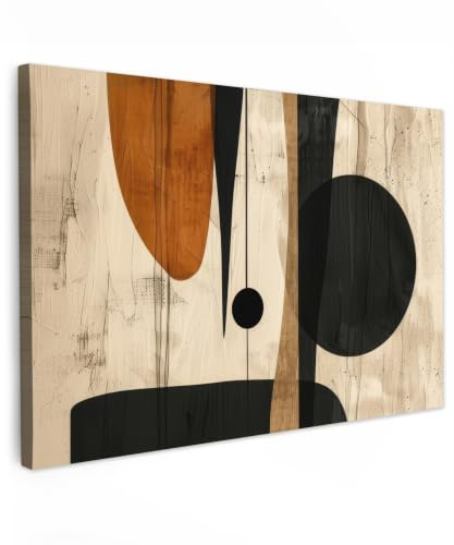 MuchoWow© Bild auf Leinwand Groß XXL Schlafzimmer Bilder Badezimmer Wand | 120x80 cm - Deko Wohnzimmer Moderne Wanddeko Bilderwand Geschenk Kunst - Beige - Schwarz - Modern