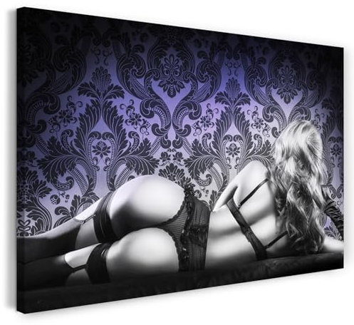 Printistico Leinwandbild (100x70cm) Frauen Fotografie im Burlesque Stil - Erotisches Bild, echter Holz-Keilrahmen inkl. Aufhänger, handgefertigt in Deutschland