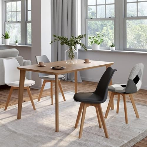 IDMarket - Lot de 4 chaises scandinaves SARA Gris foncé, Blanc, Noir et patchworks Noirs, Gris et Blancs