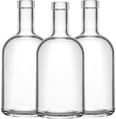 350ml Glass Spirit Bottle with Cork Stopper – Empty Liquor Bottle for Gin, Vodka, Whiskey, Rum, Liqueurs & Homebrewing J&B (12)