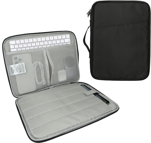 kwmobile Housse Compatible avec Magic Keyboard K380 K480 & 12,9 - 13 Tablet Housse - Sacoche de Transport pour Tablette et Clavier sans Fil avec Poche de Rangement - Noir