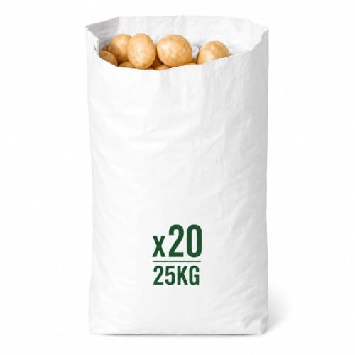 Recyclable Brown Paper Potato Sack 850mm x 330mm Holds Up To 25KG Packs Of 3, 5,10, 20 Available (Pack of 20 - White)