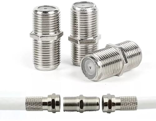 TECHZOCO Pack de 10 Adaptadores Coaxiales Tipo F Hembra para cable de antena de TV, Empalme tipo F hembra con sistema montaje mediante roscado, Adaptador Antena Tipo F, 20.8 mm longitud, 10 unidades