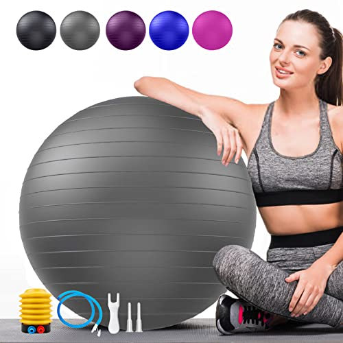 Weich Gymnastikball Groß, Berstschutz Sitzball büro Ergonomisch Unterstützt 2200lbs, Yoga Ball Softball Fitnessball mit Pumpe für Schwangerschaft Balancegeräte Gymnastik Exercise Gym Fitness Pilates