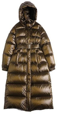 BAICAIBAI Parka Femme Longue Duvet Long Plaid éPais sur Le Genou Capuche Bouffante Protection Maximale Contre Le Froid et la Neige pour Affronter l'hiver,Rose,Gold
