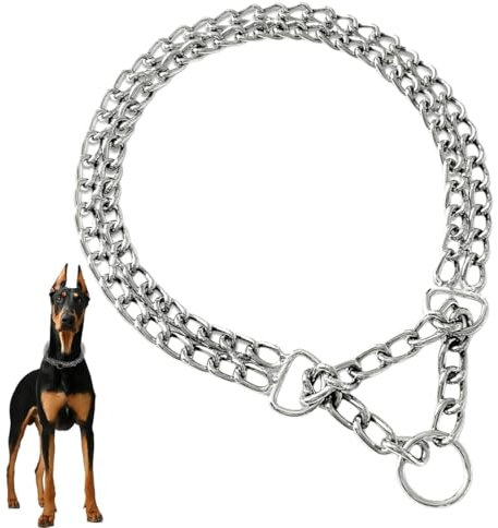 IKOPFLN Kettenhundkragen Edelstahl 25mm*60cm Metallkauenkau Halskette Schlupf P Kettenkragen mit Verbindungsverschluss für kleine mittelgroßen großen Hunden