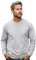 Men’s 100% Soft Organic Cotton Heather Grey Long Sleeve T-Shirt Crew Neck Casual Training Hiking Workout Athletic Tee (Heather Grey, L)