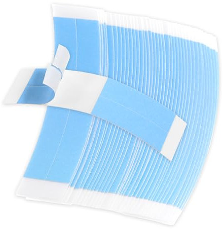 Molain 60 unidades de cinta adhesiva para pelucas, cinta adhesiva de doble cara para pelucas, cinta invisible, resistente al agua, cinta adhesiva para fijar pelucas (azul)