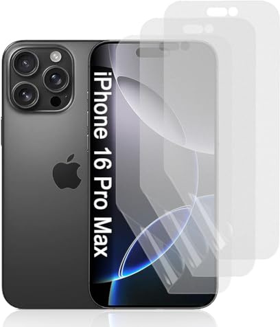 Hhfcryst Hydrogel Matt Displayschutzfolie für iPhone 16 Pro Max, 3 Stück Anti-Kratzer Entspiegelte TPU Schutzfolie, Anti-Fingerabdruck Hochempfindliche Hydrogel Folie