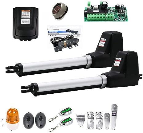 Electric Gate Opener Kit, Heavy Duty Dual Wing Electric Swing Gate Opener Kit Auto Dual Gate Motor Complete Hardware Kit for Swing, Driveway, Fence,for Gate(KIT E)