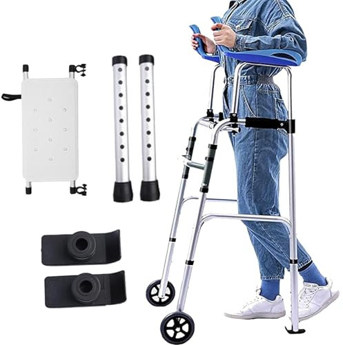 ZHNANDAMAI Klappbarer Standard-Gehhilfe, Gehbock,Treppensteigen Aluminium Leichtgewicht Gehhilfe, 8 Höhenverstellungseinstellungen, Treppenlifthilfe mit Vorderrädern für Senioren, 150 kg