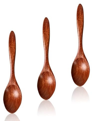Bralucy Natural Wooden Spoon 3pcs Handmade Wooden Spoon Lumber Small Wooden Spoons Handmade for Tea Coffee Honey Sugar Flavouring Spoon