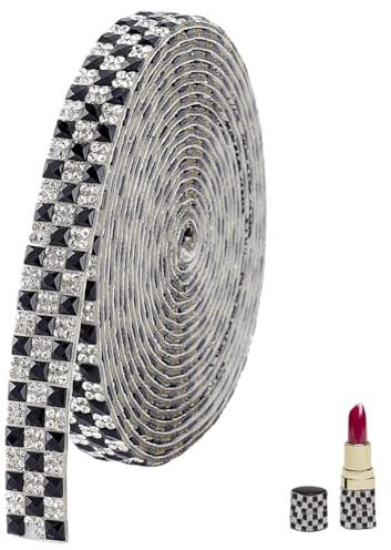 HOBBIESAY 3 Yards Selbstklebende Kristall Bordüre 0.47 Zoll Breite Schwarze Glitzer Strassbänder Diamant Aufkleber Band Funkelndes Strass Band für Auto Hochzeitsfeier DIY Dekoration