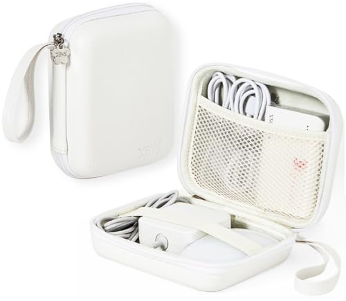 Linpr Portable Charger Case, Tech Electronic Organizer Bag, White, L | Small Travel Storage Pouch for Laptop Accessories, MacBook Power Adapter, Charging Cords, USB Drives, Power Bank
