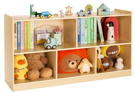 VEVOR Montessori Bookshelf, Wooden Toy Storage Organizer, 5-Cubby Toy Organizers and Storage, Daycare Furniture, Kids Bookshelf for Bedroom, Nursery, Living Room, Entryway, Preschool, Plywood
