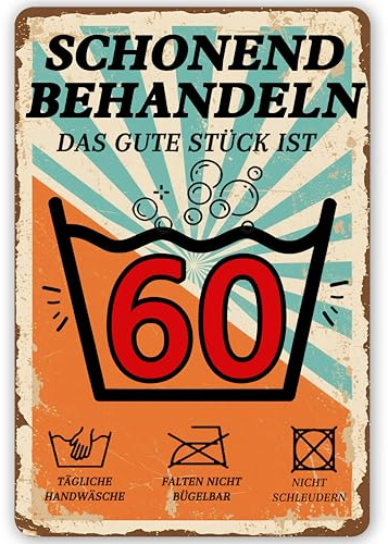 OuMaiFeng Blechschild Schild 60 Geburtstag,Metallschild 22x32cm,60 Geburtstag Mann Deko,Geschenke für 60 Geburtstag Mann,Schild 60 Geburtstag Deko als Geburtstagskarte,Lustiges Schild 60.Jahrestag
