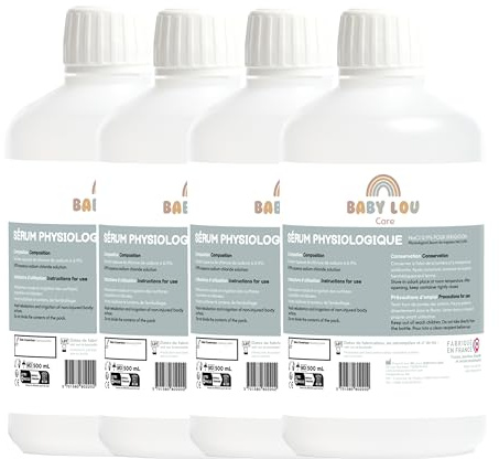 BABYLOU CARE | Siero fisiologico in bottiglia 4x500ml | NaCl 0,9% | Prodotto in Francia | Lavaggio delle fosse nasali | Igiene del naso | Per irrigazione esterna