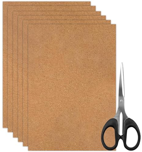 Lot de 6 plaques en liège marron sable de 6 mm d'épaisseur, Panneau de Liège Naturel(Sans Support Autocollant), Panneau d´Affichage en Liège (21 x 30 cm)