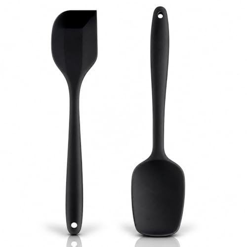 2PCS Spatule à Cuillère en Silicone, 315℃ Résistante à la Chaleur Maryse, Ustensiles Flexibles Antiadhésifs Pour Cuisine, Pâtisserie, Cuisson, Mélange, Raclage Et Préparation Des Desserts