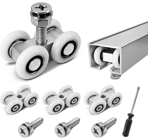 Rollen für Schiebetür Laufrollen für Schiebetüren - 4X Schiebetürrollen Ø20mm für Glasschiebetür, Duschkabine Schiebetür Schiene Rollen M6, Laufrollen für Laufschienen für Schiebetüren Schrank, Leise