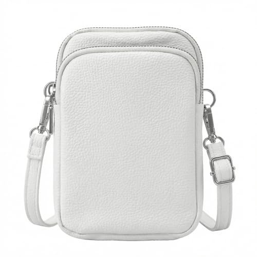 TeeYee Damen Umhängetasche PU Leder Handytasche Mit Kopfhöreranschluss | Handy Umhängetasche Damen,mit 3 Reißverschlussfächer,kleine Schultertasche Alltag Reisen,Verstellbarer Schulterriemen