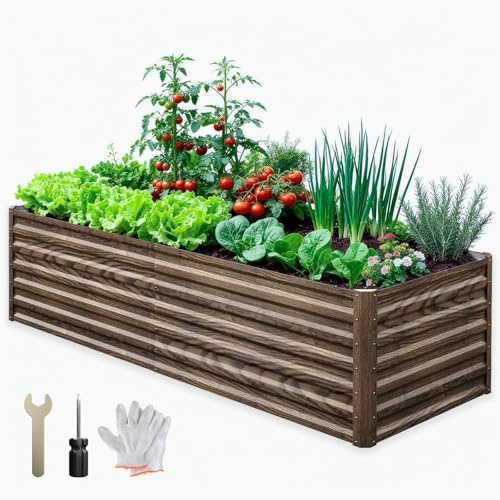 Hochbeet Metall - 240x90x60 cm Pflanzbeet Hochbeete für Garten aus Verzinktem Stahl - Wetterfest & Rostfrei Gartenbeet für Garten Terrasse & Balkon - Hochbeet-Kit für Gemüse, Kräuter & Blumen