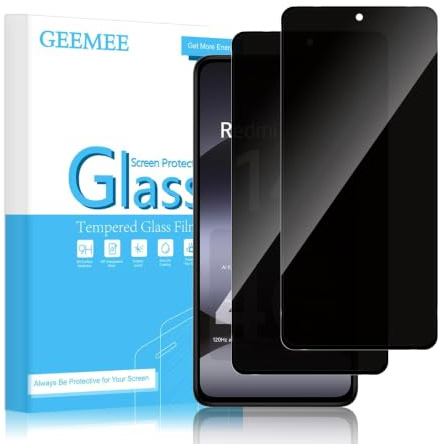 GEEMEE para Xiaomi Redmi Note 14 5G/4G Protector de Pantalla de Privacidad, 2 Piezas Anti-espía Alta Sensibilidad, Sin Burbujas Cristal Templado Screen Protector