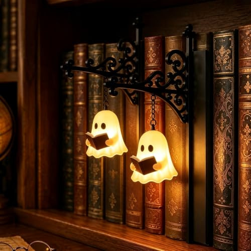 Bücherregal Lampe Vintage Library Lantern-Decorative Bookshelf Lighting, Bookshelf Lamp Bücherregallampe, Dekorative Buchstütze im Vintage-Laternen-Design, Bücherregal Lichter für Home (B,2STK)